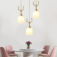 simple modern creative and personalized light luxury dining hall bar antler lamps nordic deer head restaurant glass chandelier