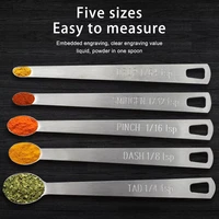 5 pcs measuring spoon seasoning teaspoon handled sugar juice kitchen tools gadgets utensils with scale