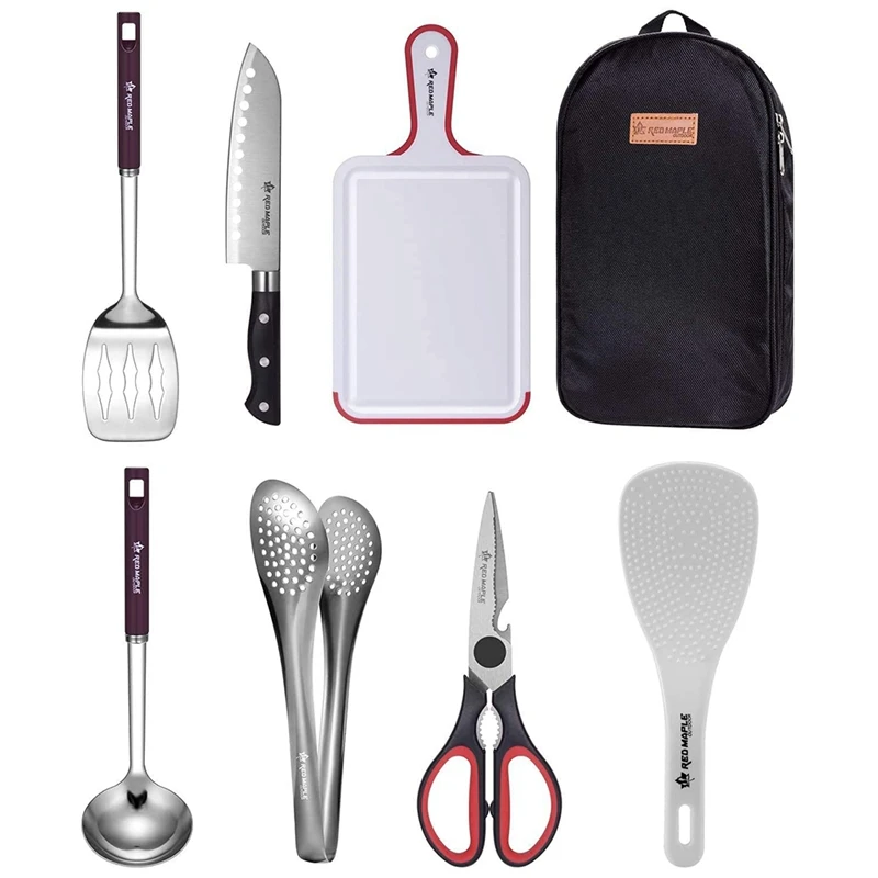 

Camping Accessories Set, Camping Kitchen Utensil Organizer Travel Set with Tongs, (Black)