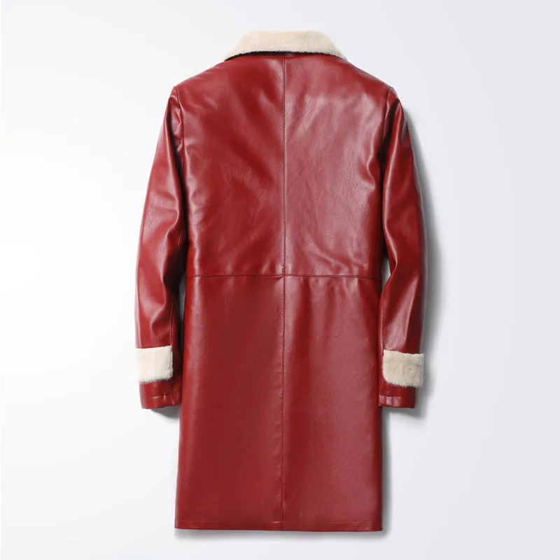 Long Leather Coat In Autumn  Winter of 2022, Medium Old Aged Mink Wool Thickened Large Women's Coat Leather Coat Mother Coats