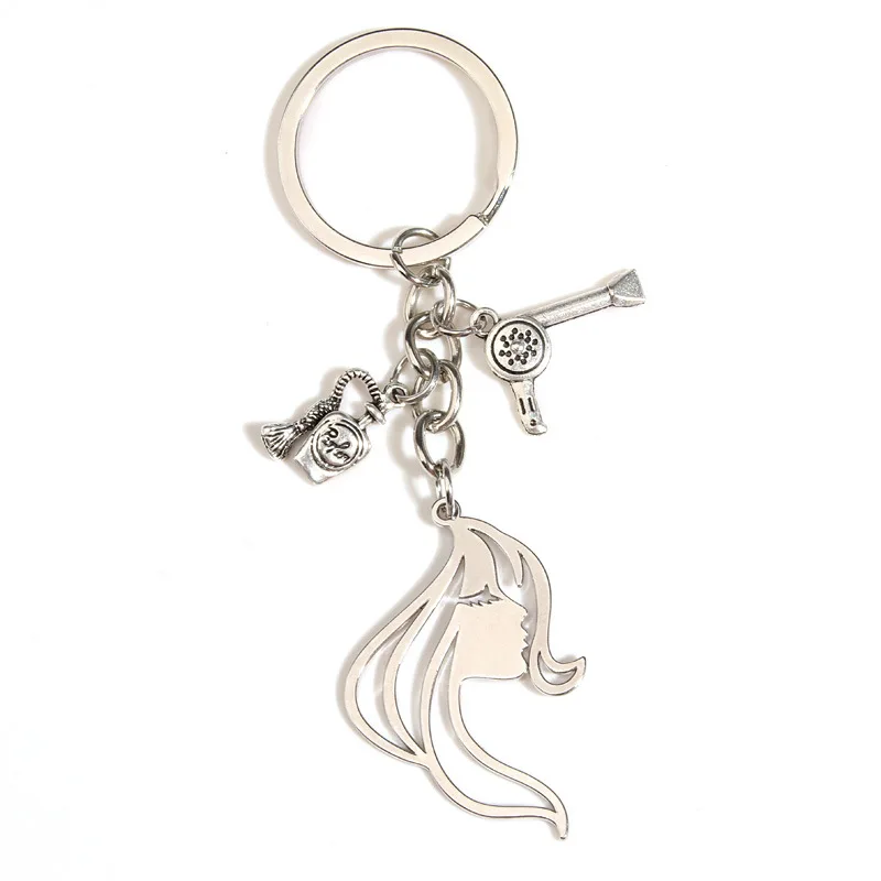 

Stylist Hair Dryer Barber Hairdresser Creative DIY Key Chain Keyring Charms Women Jewelry Accessories Pendant Gifts Fashion