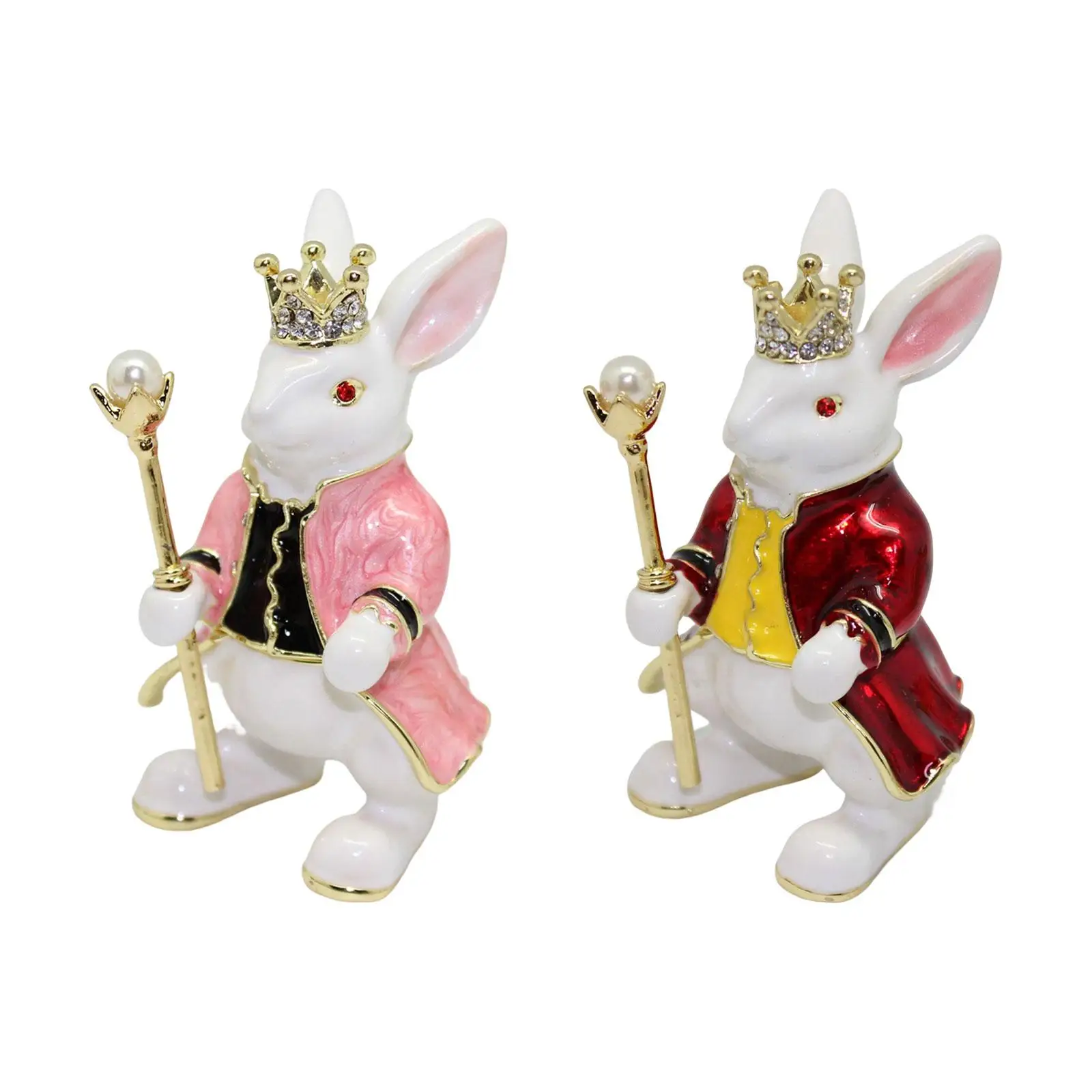 

Bunny Figurine Jewelry Box Earring Storage Box Trinket Box for Desktop Decor