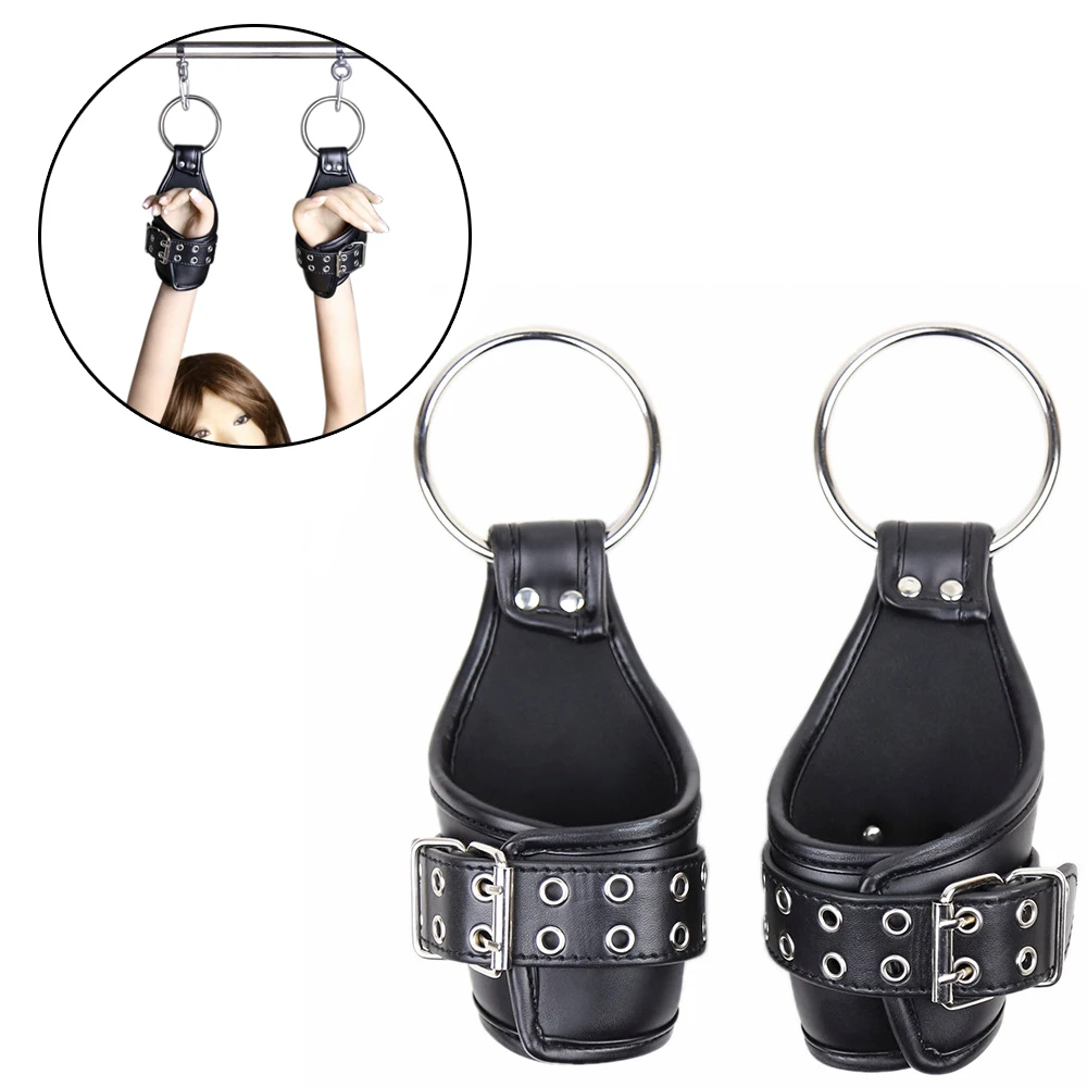 

Sex Leather Ankle Wrist Suspension Cuffs Restraint Bdsm Bondage Strap Keep Suspended Hanging Handcuffs For Adult Product Erotic