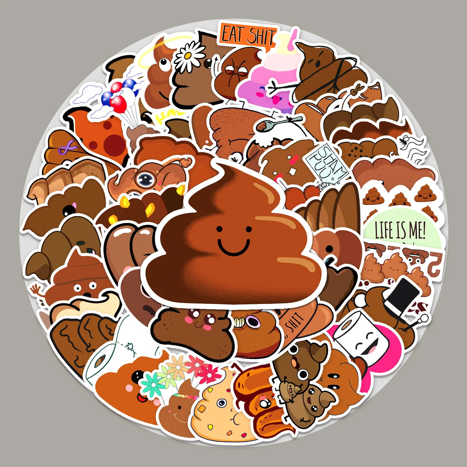 

50 Poop Graffiti Stickers Prank DIY Skateboard Luggage Stickers Waterproof Moto Scrapbooking DIY Lable Kawaii Deco