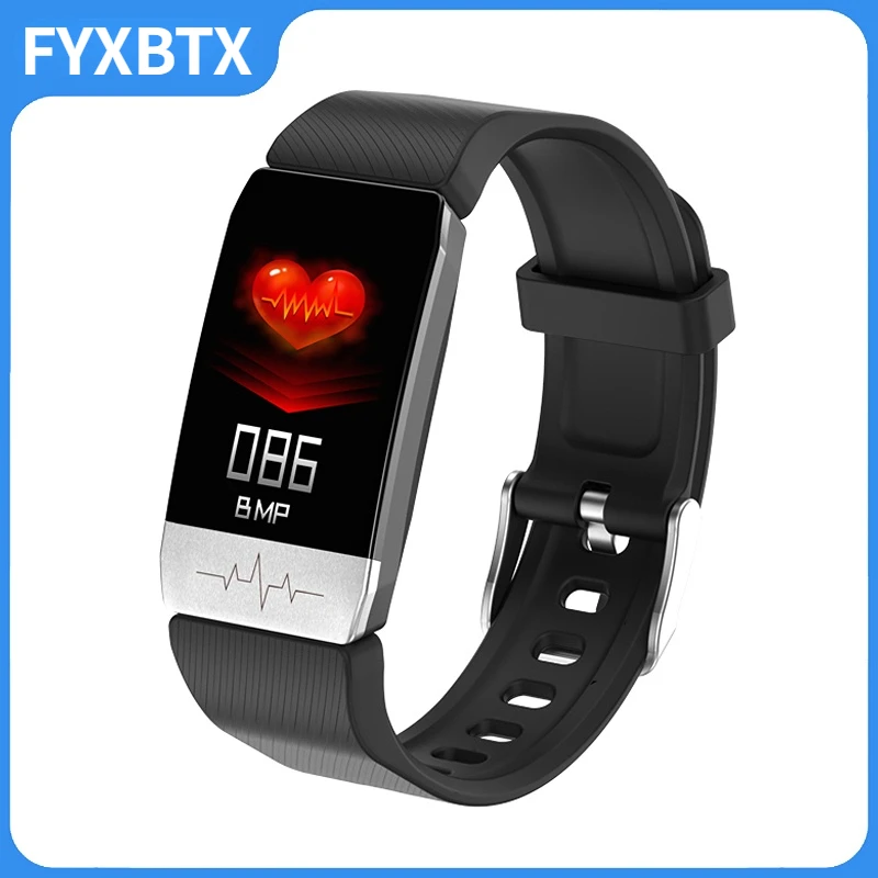 

T1S Smart Watch Band With Temperature Measure ECG Heart Rate Blood Pressure Monitor Weather Forecast Drinking Remind Smartwatch