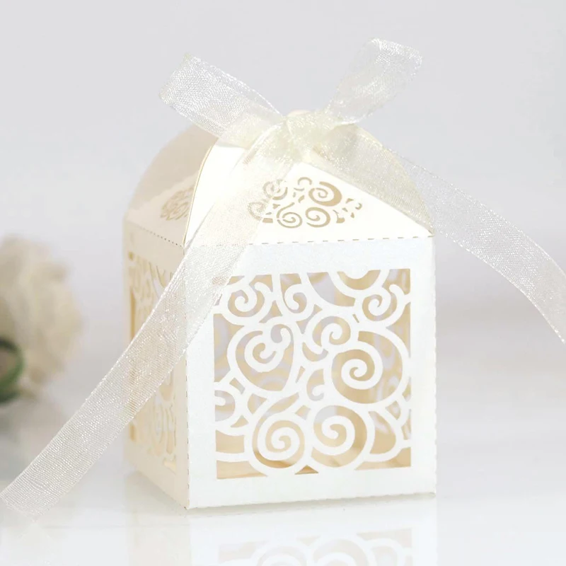 

50pcs Candy Box Gift Bag Paper Bags Favors for Guests Packaging Box for Wedding Birthday Children's Day Baptism Party Supplies