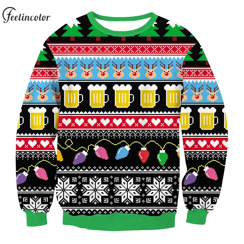 Толстовка оверсайз для мужчин уродливые рождественские пуловеры спортивный