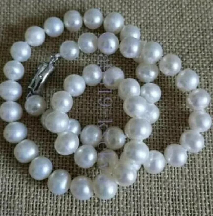 

18" Genuine Natural AAA+ 9-10mm White South Sea Pearl Necklace S925