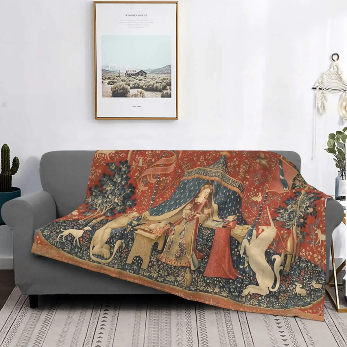 

The Lady with A Unicorn Throw Blanket Blankets Children'S Duvet Cover Blanket Hoodie Plaid Fur Bedspread on The Bed