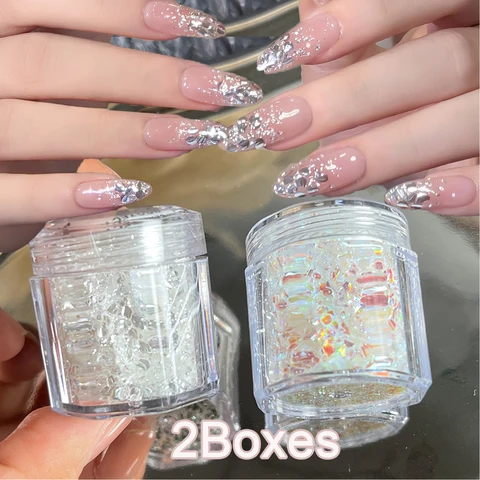 MAFANAILS 3D серебристые блестки для ногтей
