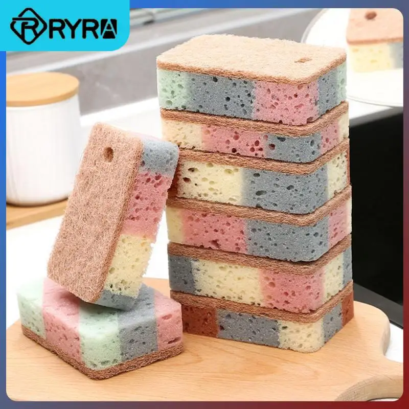 

1pcs 5pcs Sponge Block Reusable Dishwashing Sponge Scouring Cloth Strong Decontamination Wood Pulp Cotton Cleaning Sponge Sponge