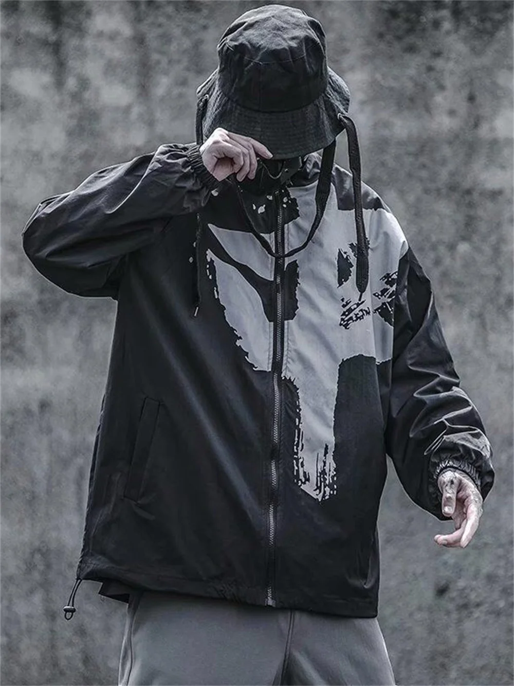 Мужская куртка-бомбер на молнии Goth черная куртка в стиле оверсайз верхняя одежда