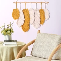 nordic macrame boho room decor wall hanging dream catcher cotton wire woven leaf shaped tapestry wall decor bedroom decoration