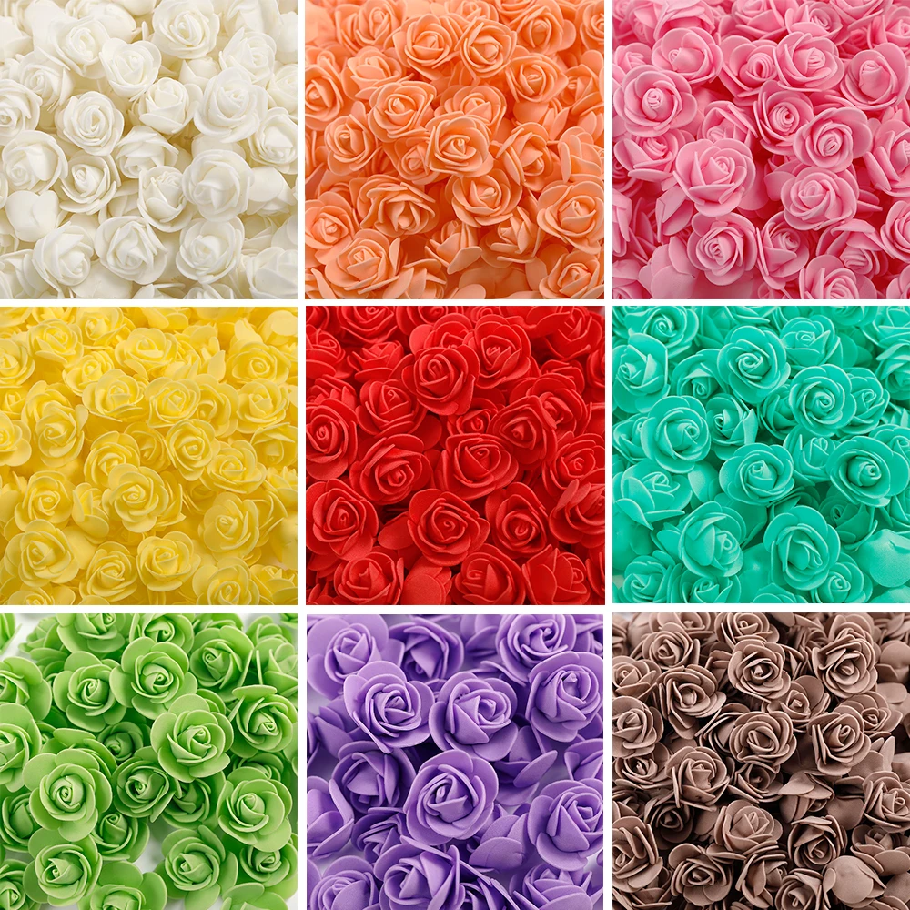 

50/100/200pcs 3cm PE Foam Flowers Artificial Rose Head Fake Flowers DIY Wedding Valentine's Day Decoration Birthday Party Decors