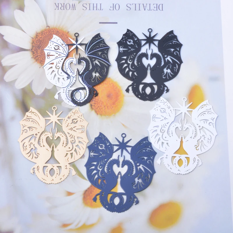 

6pcs AD3780 Brass Panited Double Flying Dragon Charms Animal Matte Gold Color BigPendant DIY Earrings Jewelry Findings Not Fade