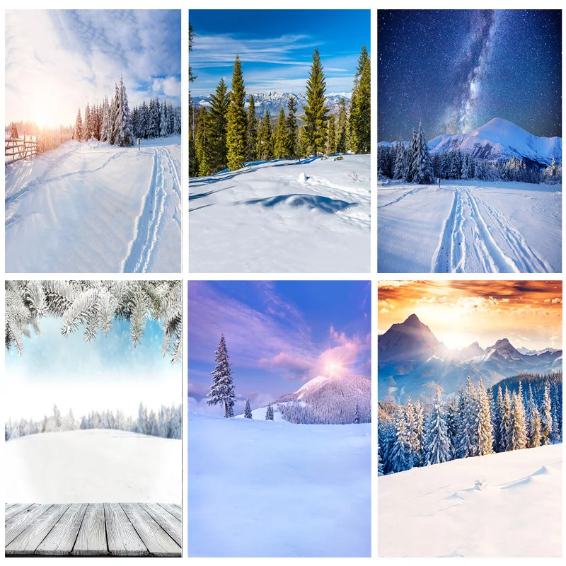 

Winter Natural Scenery Photography Background Forest Snow Landscape Travel Photo Backdrops Studio Props 211121 DJXJ-04