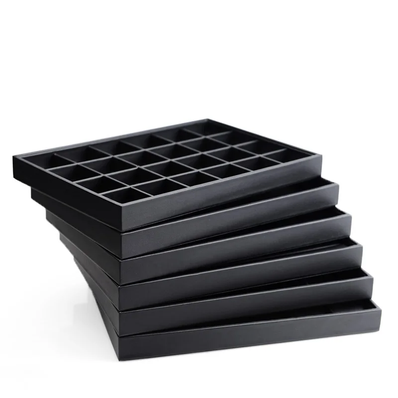 Oirlv PU Leather Black Tray for Necklace Bracelet Ring Earrings Jewelry Organizer Jewelry Tray Display Props Photo Shoots