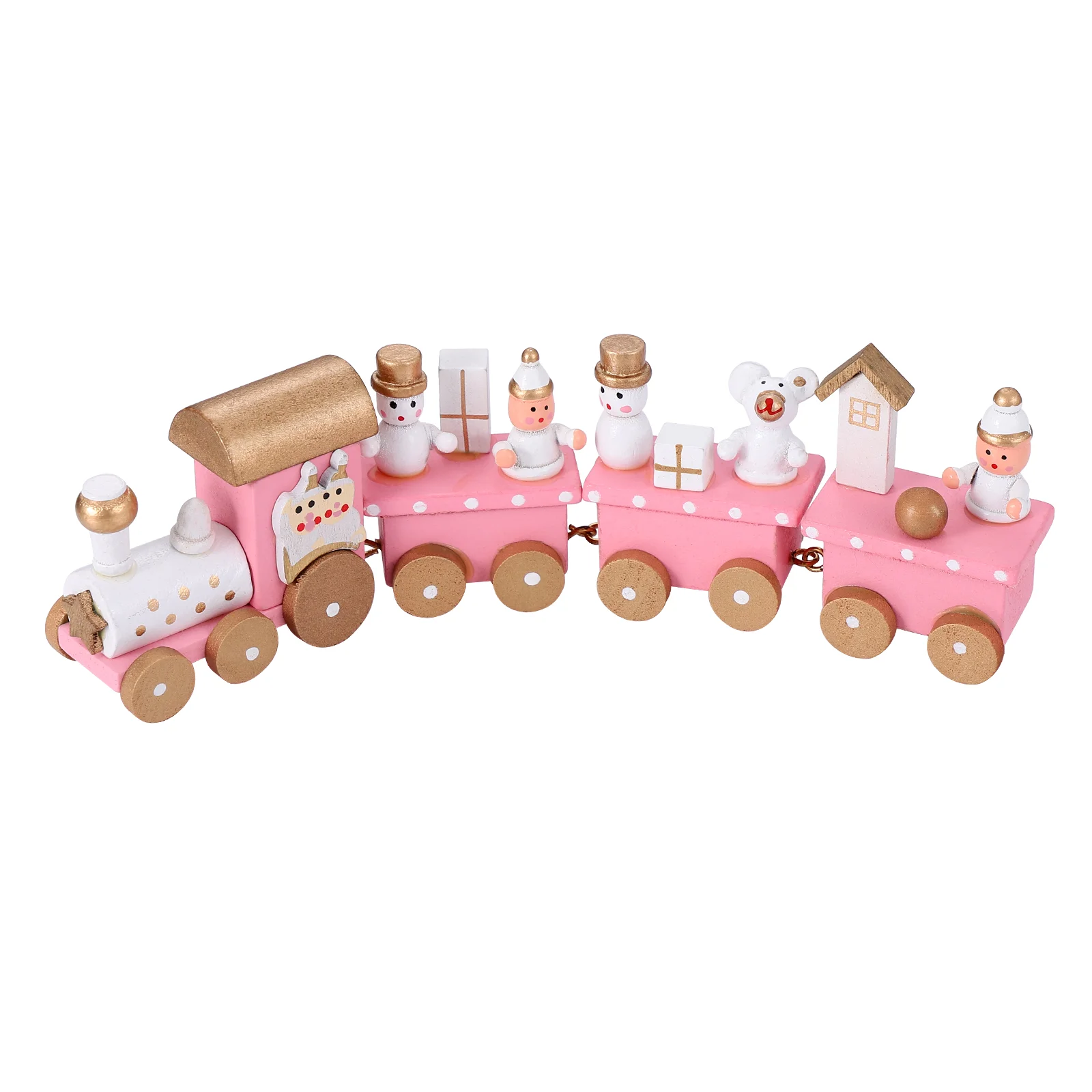 

NUOBESTY Wooden Christmas Train Mini 4 Section Christmas Train Set for Kids Teen