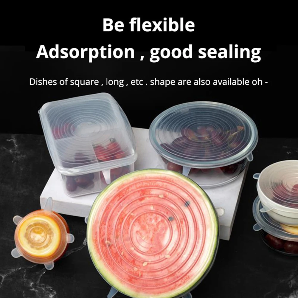 

Cover Preservation Package Bowl Silicone Cover Cover Universal Elastic Silicone Food Refrigerator 6pcs/set Sealed Stretchable