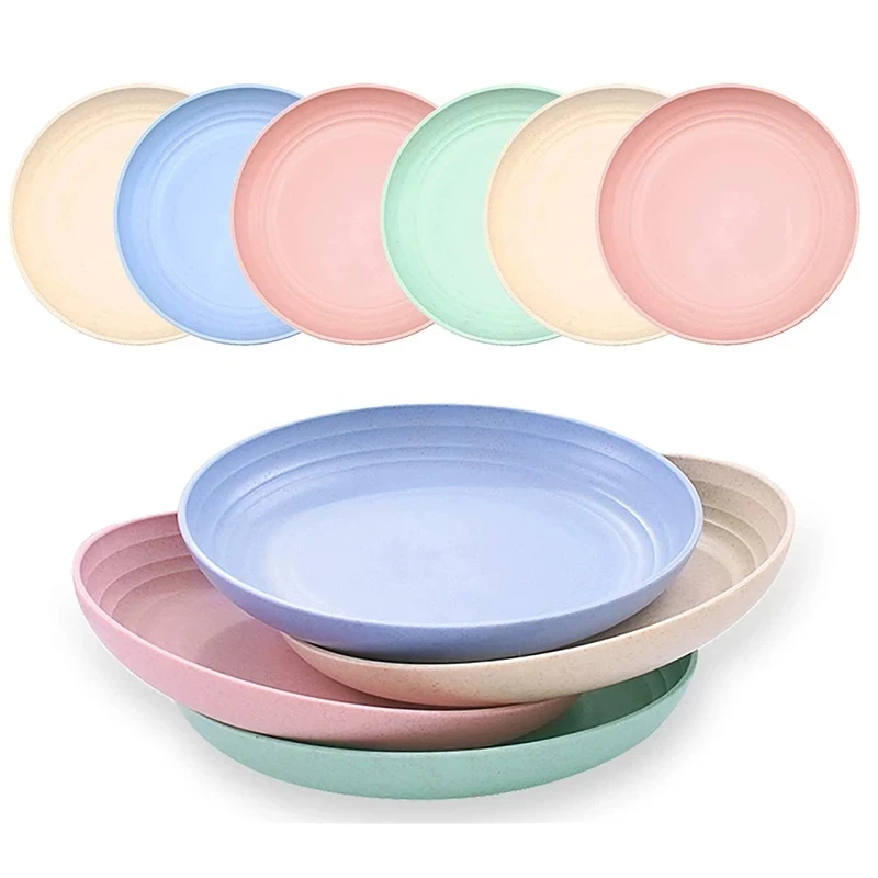 

4Pcs Dinner Dishes Wheat Straw Dinner Plates Set Eco Friendly Full Tableware Of Plates Set Kitchen Accessories Plates Dinnerware
