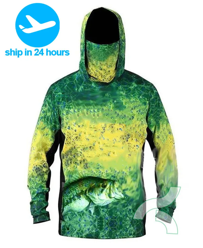 Upf 50 одежда для рыбалки Защита от солнца Толстовка маска все в одном рубашки