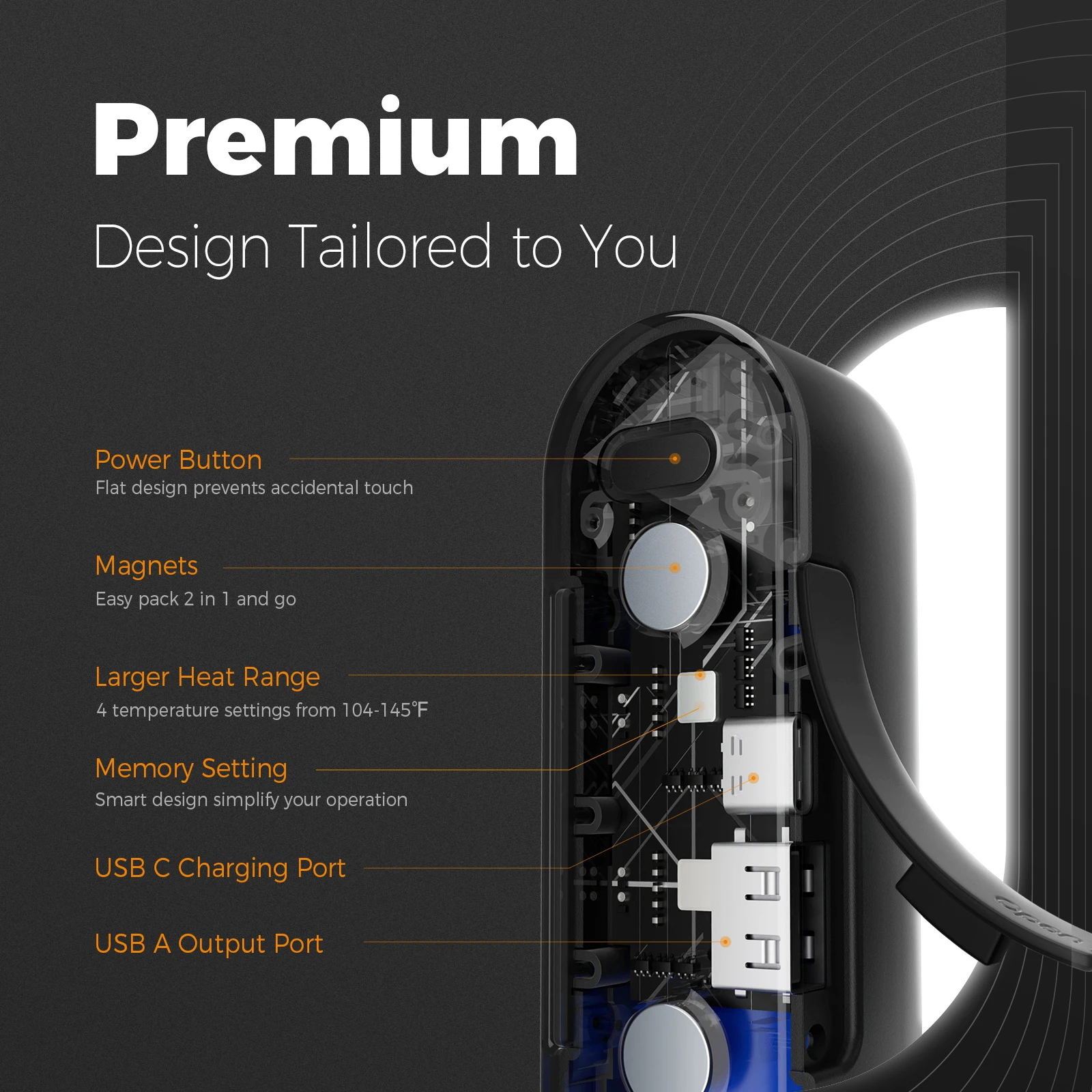 Hand Warmers Rechargeable 2 Pack,   Hand Warmer, 16 Hrs Warmth 4 Levels Heat Up to 145℉, USB-C Portable Pocker Heater 10000mAh