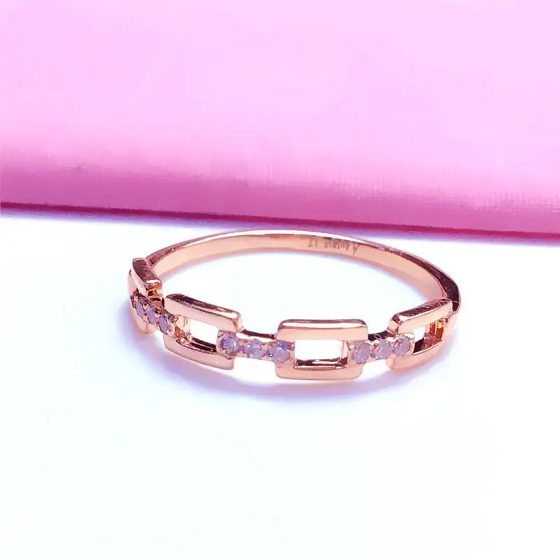 

Creative 585 Purple Gold Crystal Rings for Women Simple Opening Light Luxury Plated 14K Rose Gold Jewelry Party Gift