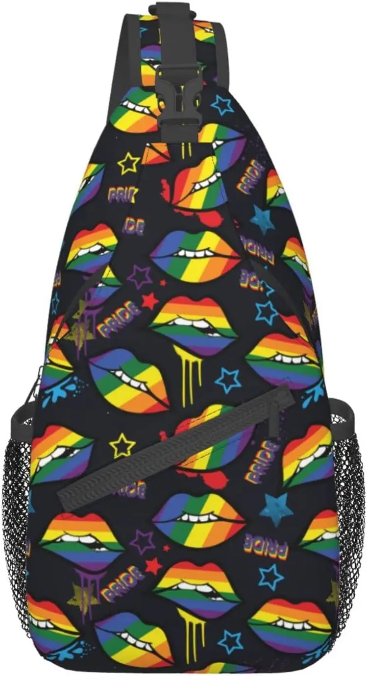 Женская сумка-слинг с изображением ЛГБТ-радуги Pride Lips для мужчин, цветной нагрудный рюкзак через плечо, сумка на плечо для Путешествий, Походов, повседневная