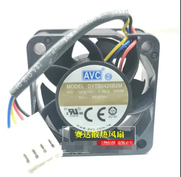 

AVC DYTB0420B2M P078 DC 12V 0.3A 40x40x20mm 4-Wire Server Cooling Fan