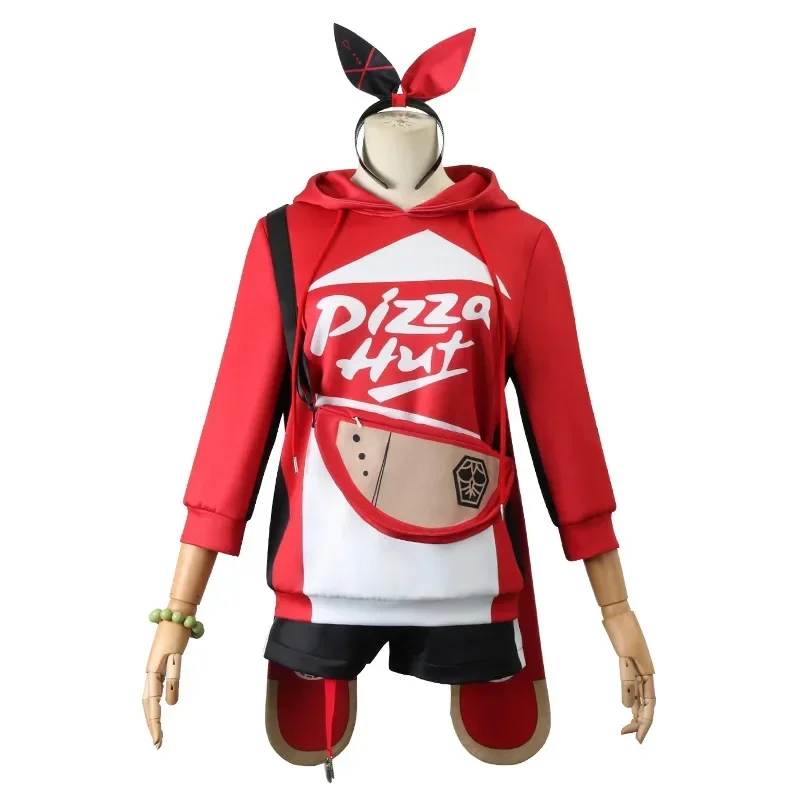 

Game Genshin Impact Cosplay Costume Amber Women Pizza Waiter Lovely Uniform Halloween Party Suit
