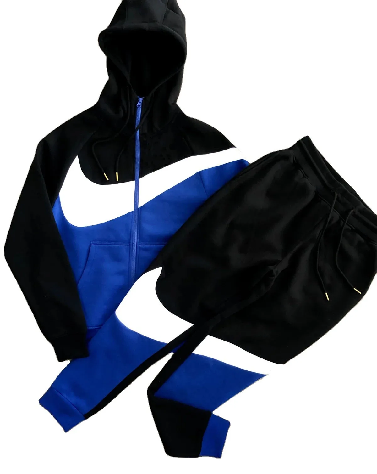 

Winter Cross-Border Brand Sports and Leisure Set Hooded Sweater Men's Splicing Color Zipper Tether Designer Suit S-3XL