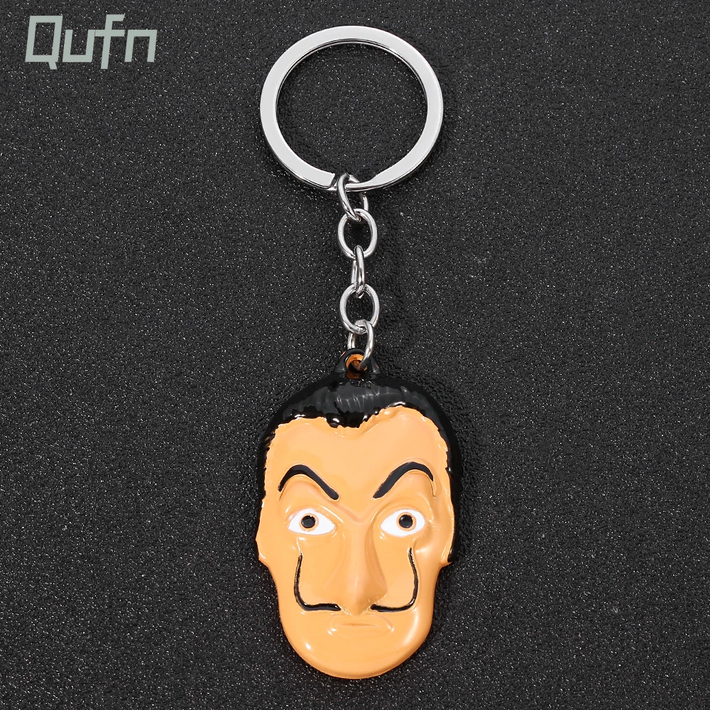 

La Casa De Papel Mask Keychain Money Heist The House of Paper Salvador Dali Mask Key Chain For Women Men Car Keyring Jewelry