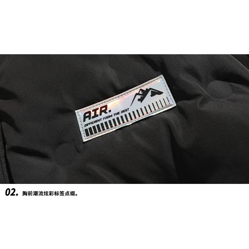Streetwear Men Fashion Comfortable Cotton Clothes Versatile Outerwear Winter Female New Black Stand Collar Keep Warm Down Jacket