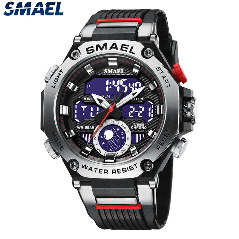  Quartz Wristwatches Sport SMAEL Military Army Clock Alarm Dual Display LED Electronic Watch 8069 Waterproof Watches For Men