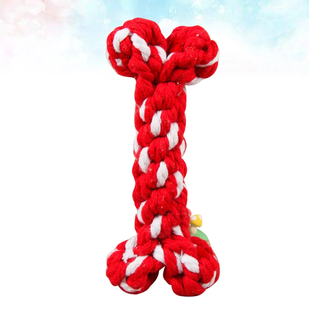 

1pc Dog Chew Toy Bone Shaped Creative Nontoxic Playing Toy Cotton Rope Ball Accessory for Pets