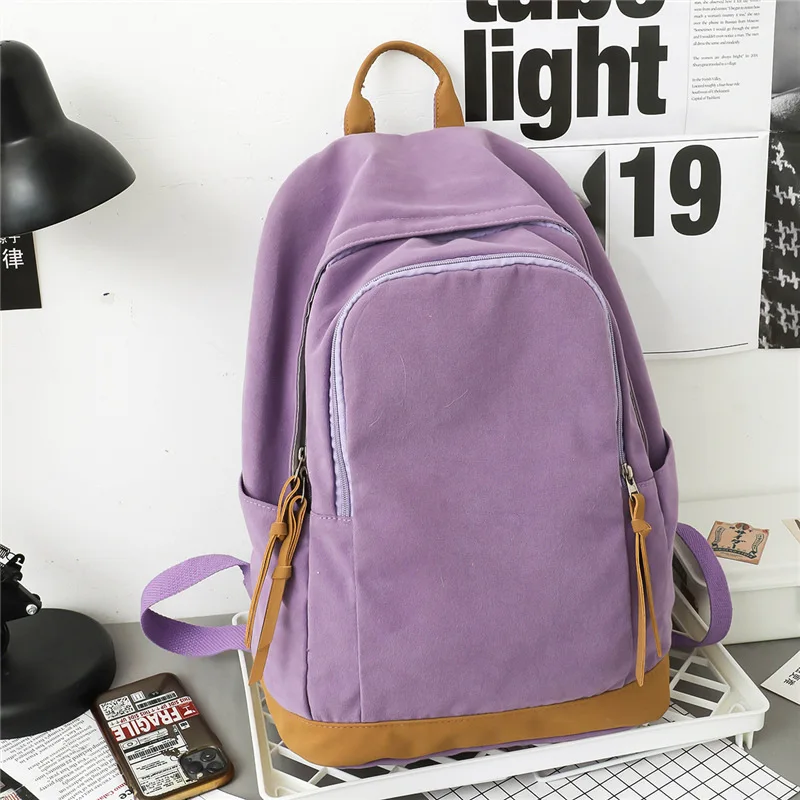 Холщовый рюкзак для женщин, фиолетовый студенческий школьный ранец для девочек-подростков, большой повседневный простой рюкзак для книг 2022