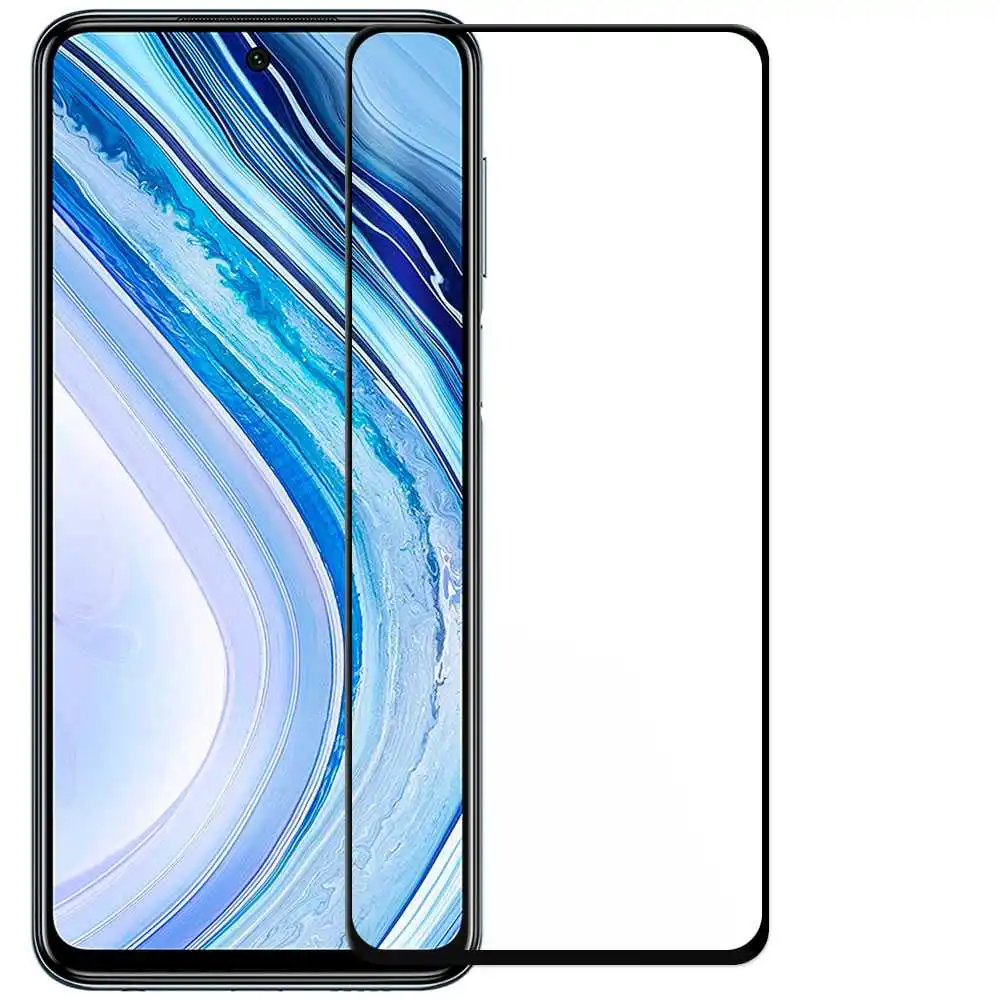 

Tempered Glass for Xiaomi Redmi Note 9 Pro/9S Flat 9D Screen Protector Cover Front Shockproof Anti Shock Black Border iphone 11