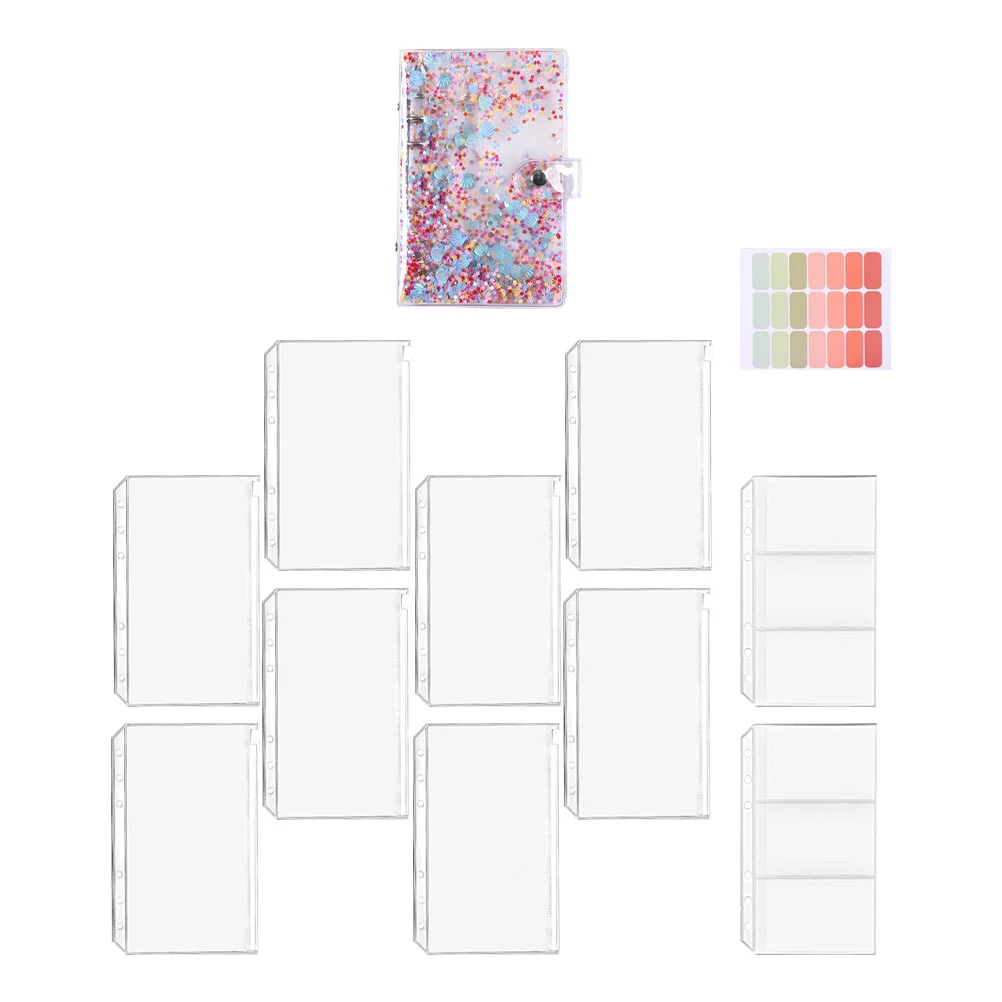 

Binder Budget Money Cash A6 Envelopes Saving Planner Cover Organizer Pockets Notebook 6 Ring Zipper Envelope Leaf Loose Pulabels