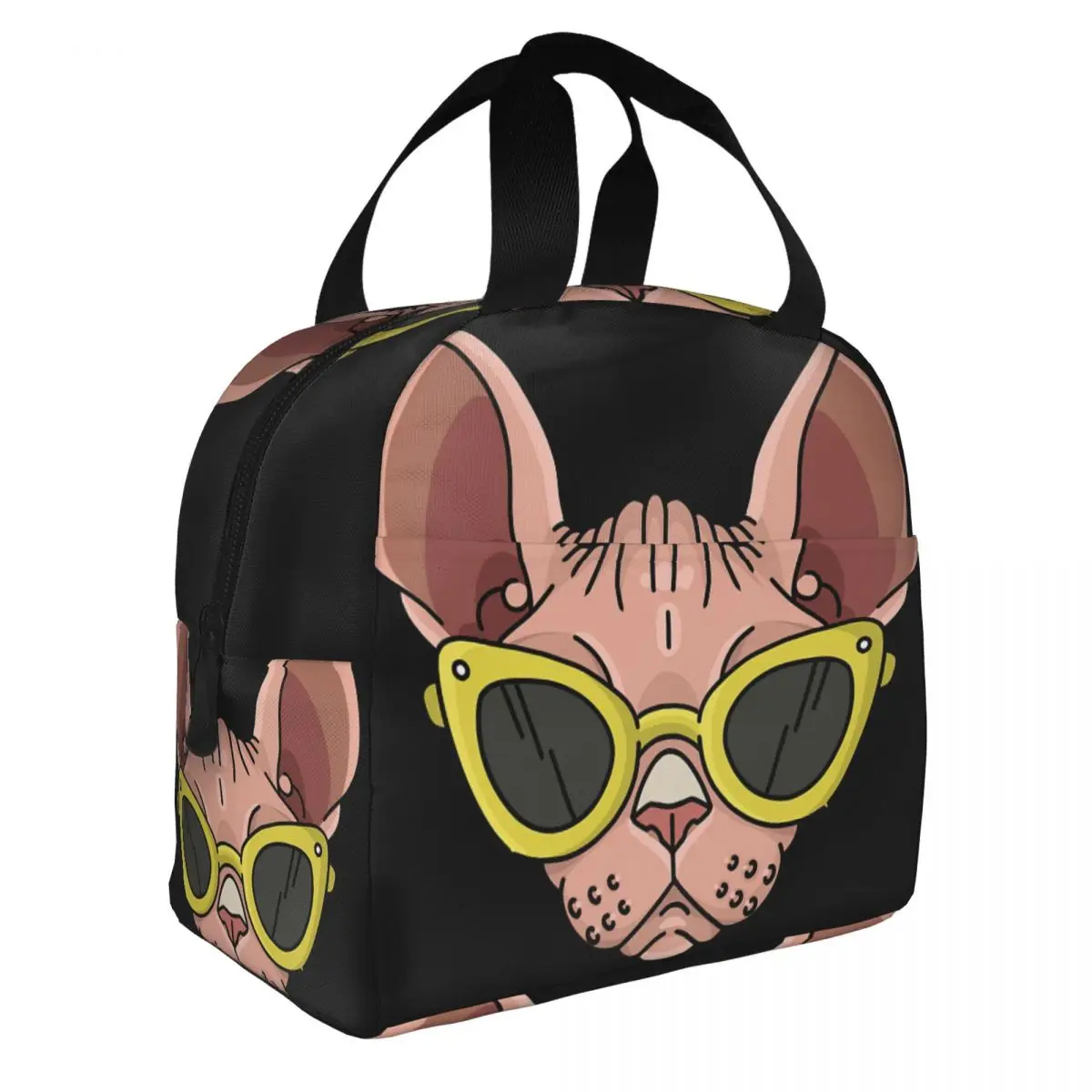 Summer Sunglasses Sphynx Lunch Bento Bags Portable Aluminum Foil thickened Thermal Cloth Lunch Bag for Women Men Boy