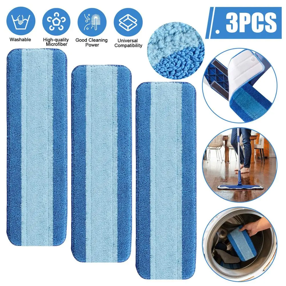

3Pcs/set 18 Inch Microfiber Cleaning Pads Machine Washable Hardwood Floor Cleaner Pads Refill For Spray Mops