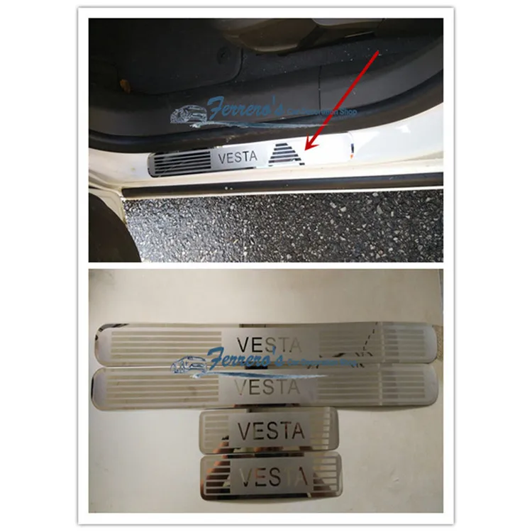 

for LADA VESTA 2015 2016 Door Sill Pedal Scuff Plate Stainless Steel Guard Protector Car Styling Sticker