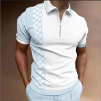 2022 summer trend mens lapel polo shirt casual short sleeve zipper retro style fashion polo shirt t shirt tops