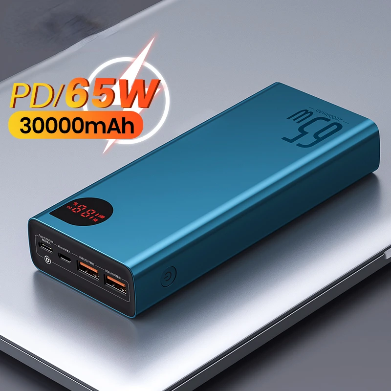 

2023New NEW PD 65W Power Bank 30000mAh QC4.0 Portable Charging External Battery Charger PowerBank For iPhone Xiaomi Macbook Pove