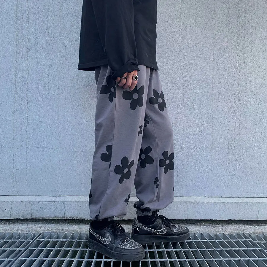 

Summer Women Floral Print High Street Pants Fashion High Waisted Long Flared Pants 20221 Chic Trousers Gray Cargo Pants Clothes