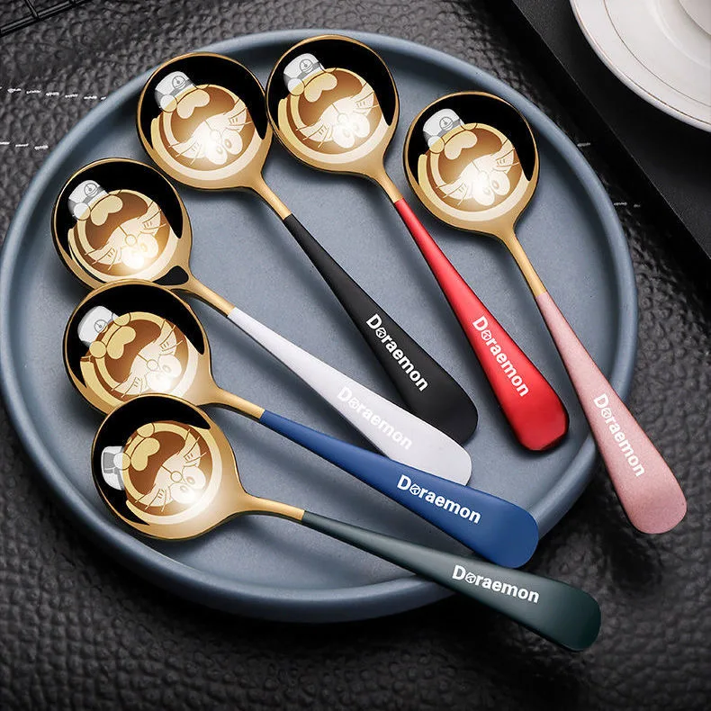 

6pc/set 304 Stainless Steel Coffee Stirring Spoon Round Shape Long Handle Teaspoon Ice Cream Honey Spoon Cutlery Set