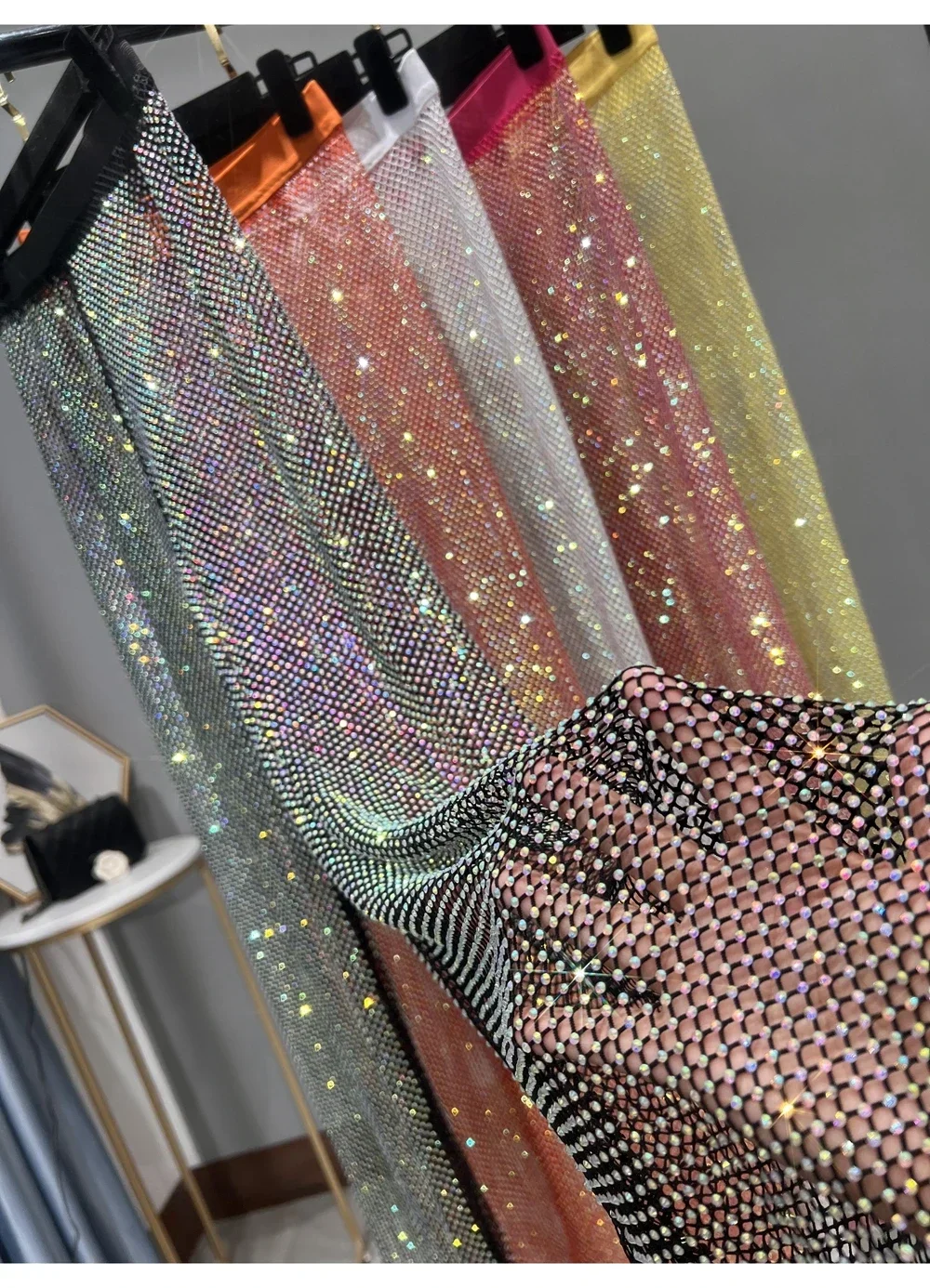 Клубные вечерние женские сексуальные выдолбленные AB цветные блестящие сетчатые
