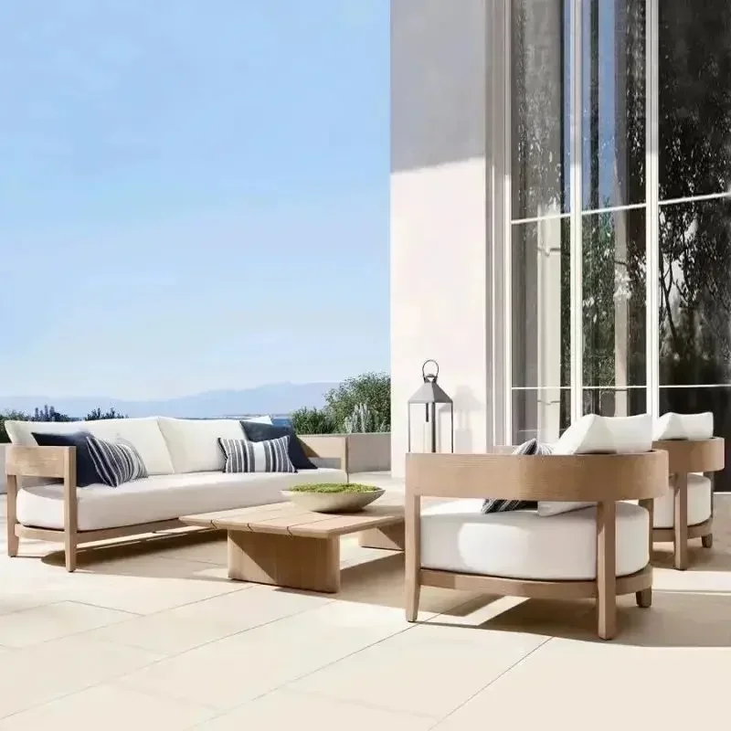 Уличный диван водонепроницаемый Диванный из тика роскошный комплект мебели для