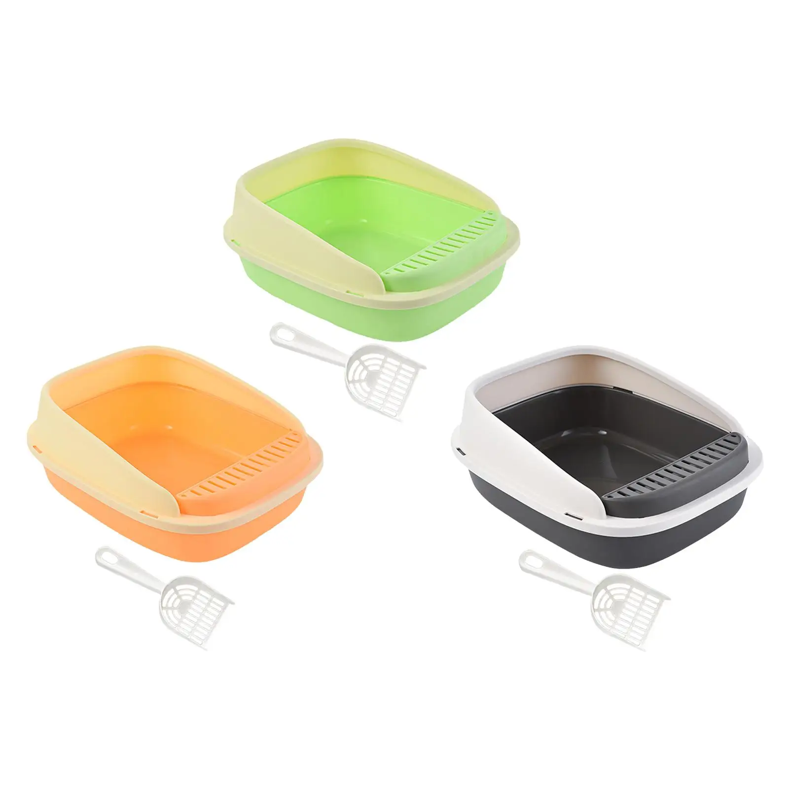 With Frame With Scatter Protect With Rim With Scoop High Sided Detachable Kitty Litter Pan Cat Toilet Low Entry