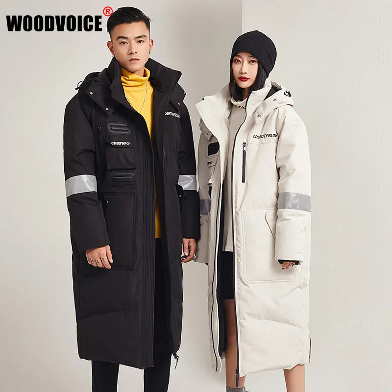 Winter Men's 90% White Duck Down Jacket Thick Men Women Detachable Hooded Long Parkas -20 Degree Down Jacket Windbreaker Coats