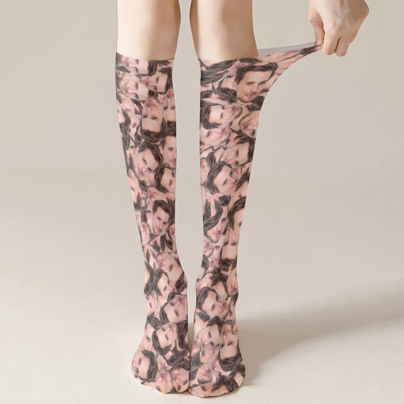 Fashion Custom Lady Over Knee Stockings And Calf Socks Your Photo Pet 3D Printed In Socks High -Quality Stockings Funny Gift New